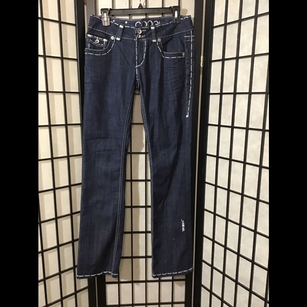 NWOT COOGI Pleated Thick Stitch Womens Denim Blue Jean Women